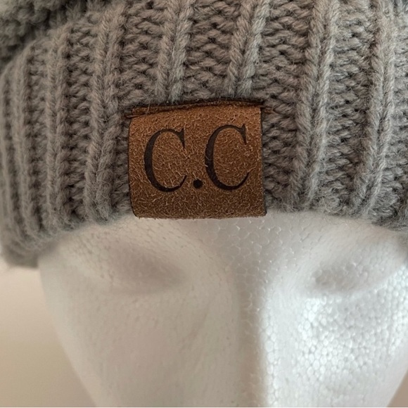 C.C. Knit grey cozy fabric beanie winter hat unisex gender neutral warm gorpcore - Picture 11 of 12